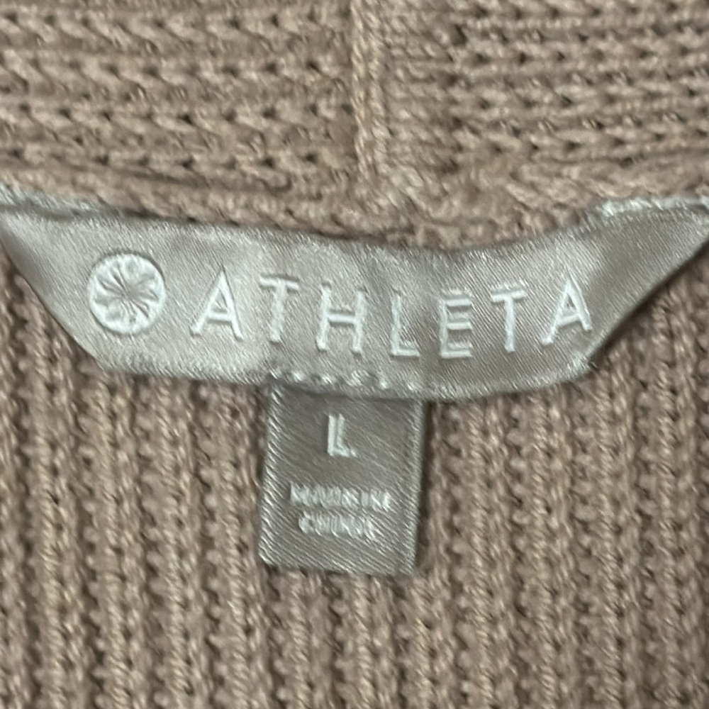 Athleta heavy weight V neck sweater tan/mauve size L